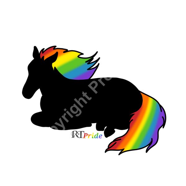 Sitting horse, rainbow hair Thumbnail