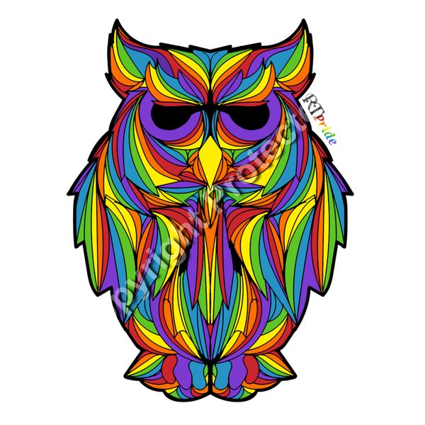 Rainbow owl, full body Thumbnail