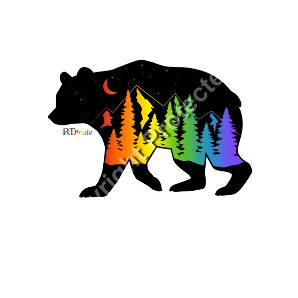 Silhouette polar bear, rainbow landscape Thumbnail