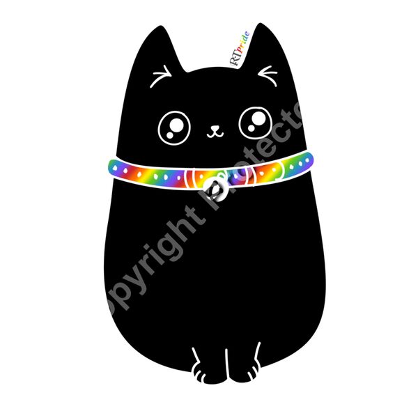 Rainbow cat collar, black cat Thumbnail