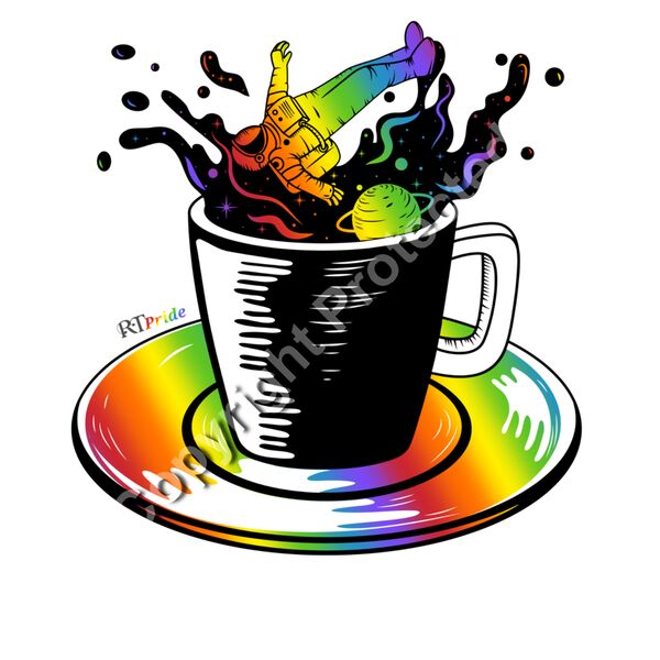 Rainbow space astronaut in coffee Thumbnail