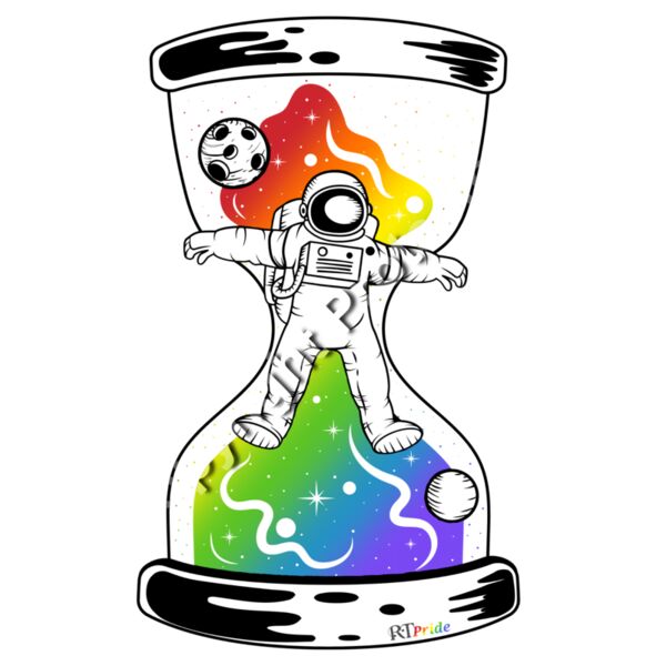 Rainbow space, hourglass astronaut Thumbnail