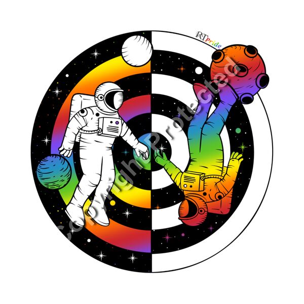Rainbow space astronaut, yin yang Thumbnail