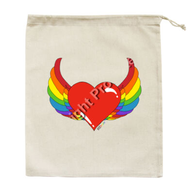 Rainbow heart - Medium Calico Bag Thumbnail