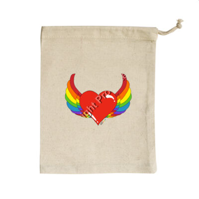 Rainbow heart - Small Calico Bag Thumbnail