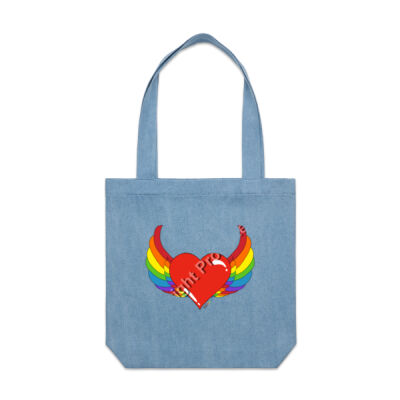 Rainbow heart - Denim Carrie Tote Thumbnail