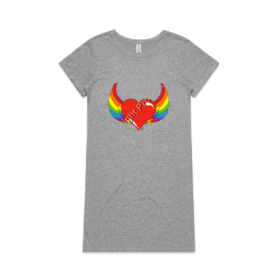 Rainbow heart - Womens Mika Organic Short Sleeved Dress Thumbnail