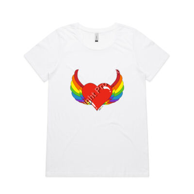 Rainbow heart - Womens Shallow Scoop Tee Thumbnail